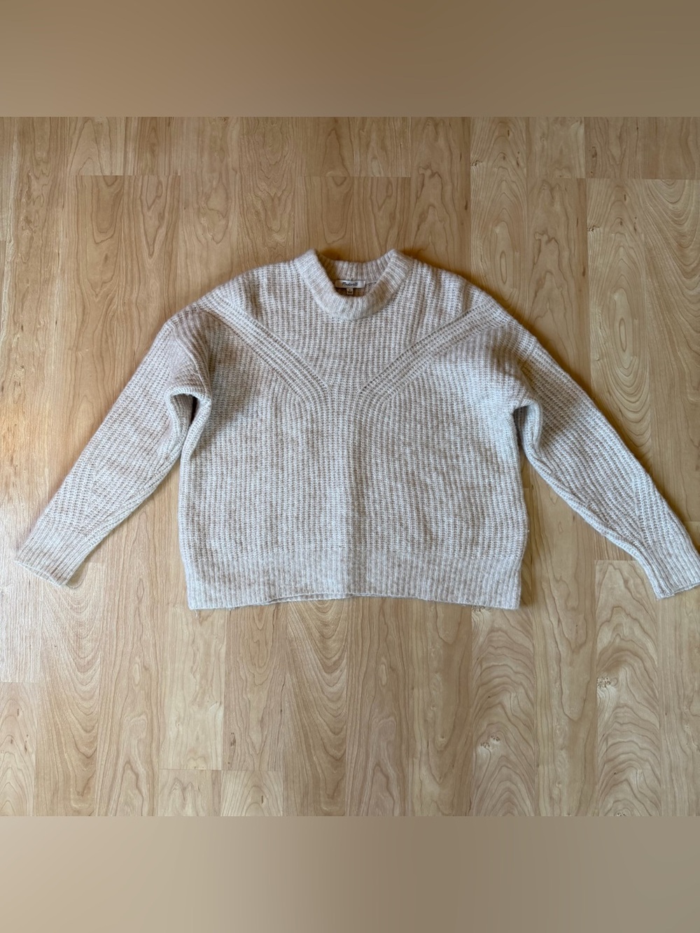 Madewell Cream Textured Crewneck Sweater